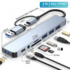 8 in 1 Multiport USB-C Hub Type C To USB 3.0 4K HDMI Adapter For Macbook Pro/Air