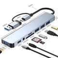 8 in 1 USB C Hub Adapter 4K HDMI RJ45 SD TF Card Reader PD Fast Charge Laptop