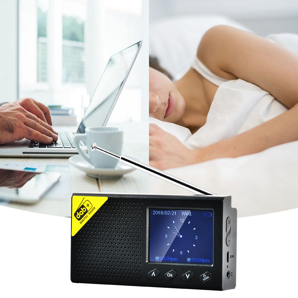 Portable Digital DAB+ FM Radio LCD Color Screen Digital Alarm Clock