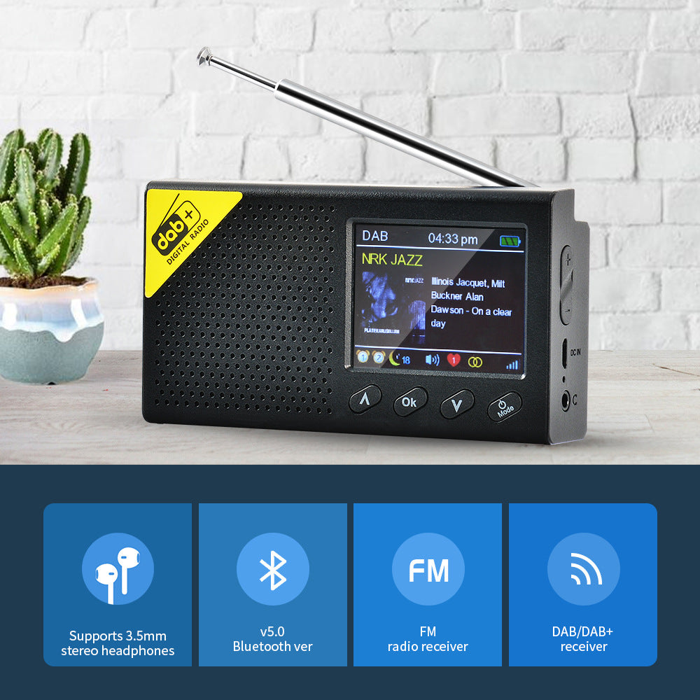 Portable Digital DAB+ FM Radio LCD Color Screen Digital Alarm Clock