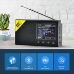 Portable Digital DAB+ FM Radio LCD Color Screen Digital Alarm Clock