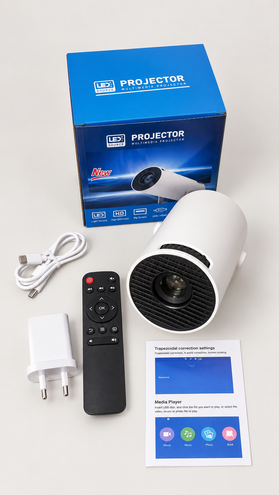 4K 5G Mini Portable Projector Android 11.0 Youtube Built in USB UK