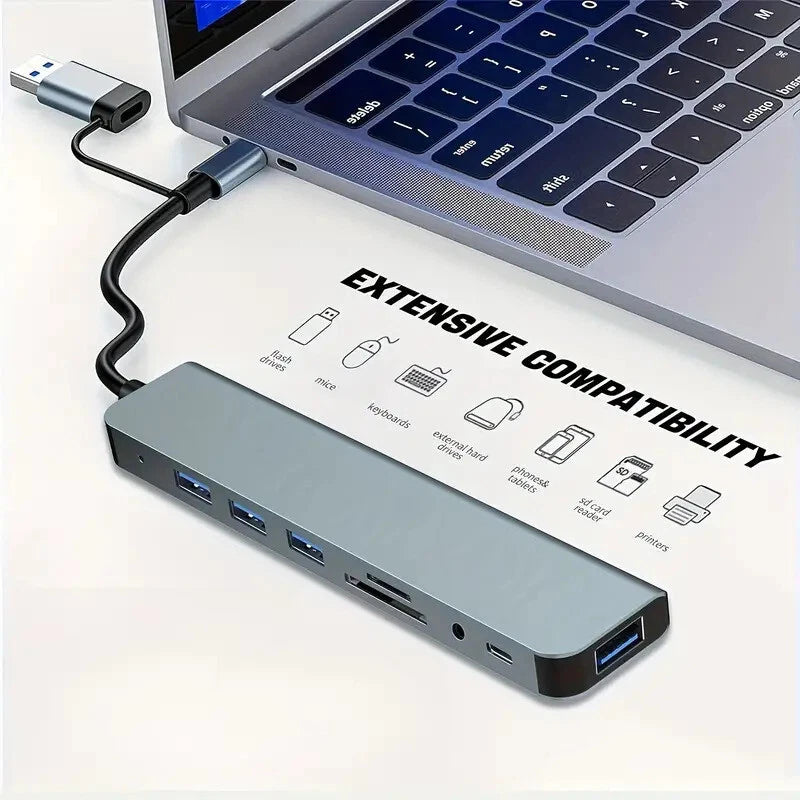 8 in 1 Multiport USB-C Hub Type C To USB 3.0 4K HDMI Adapter For Macbook Pro/Air
