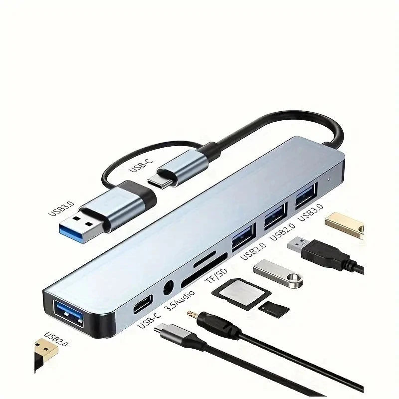 8 in 1 Multiport USB-C Hub Type C To USB 3.0 4K HDMI Adapter For Macbook Pro/Air