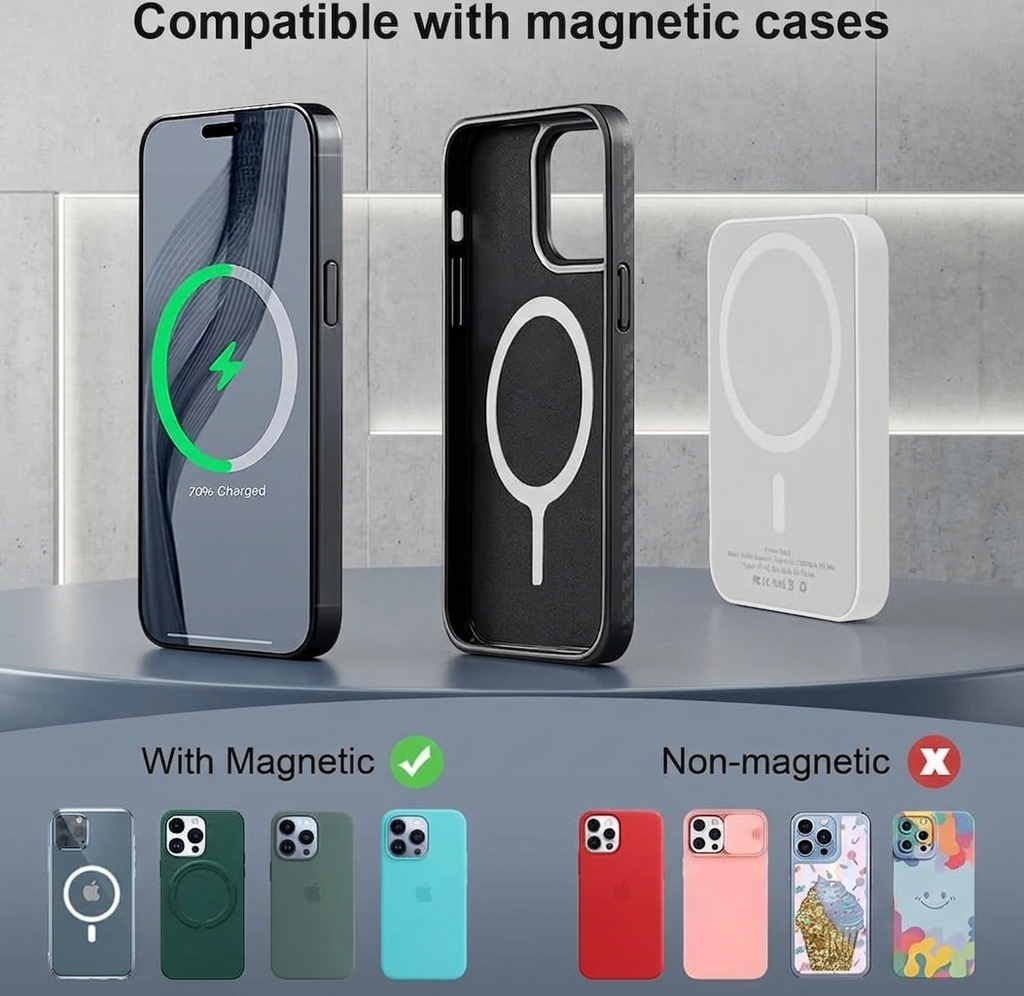 Fast Magnetic Power Bank Wireless Charger 5000mAh for iPhone Android Universal MagSafe
