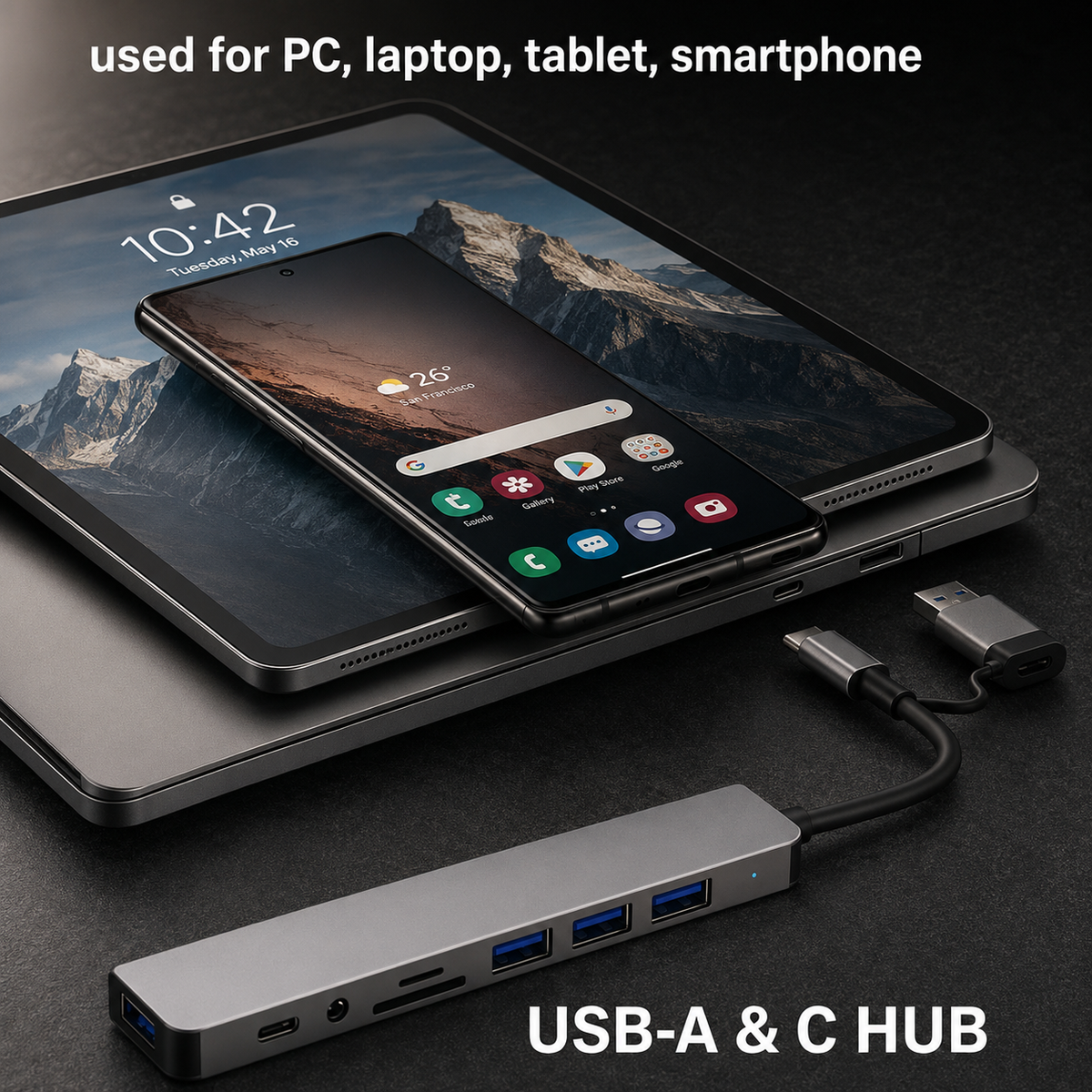 8 in 1 Multiport USB-C Hub Type C To USB 3.0 4K HDMI Adapter For Macbook Pro/Air