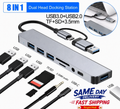 8 in 1 Multiport USB-C Hub Type C To USB 3.0 4K HDMI Adapter For Macbook Pro/Air